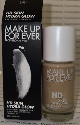 MAKE UP FOR EVER HD Skin Hydra Glow Hydrating Foundation ~ 1N14 ~ 1oz New in Box