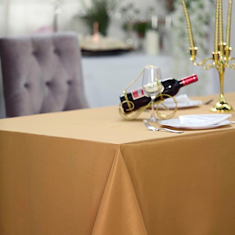 90x156-Inch GOLD RECTANGULAR Polyester Tablecloths Reception Catering ...