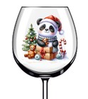 12x Watercolor Christmas Panda Tree Vinyl Sticker Decal Tumbler Glass Wine Mug