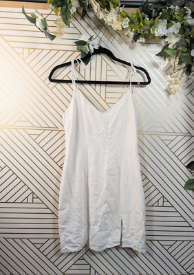 knee length dresses for ladies Tie Shoulder Mod Dress - Ivory Linen main image 1