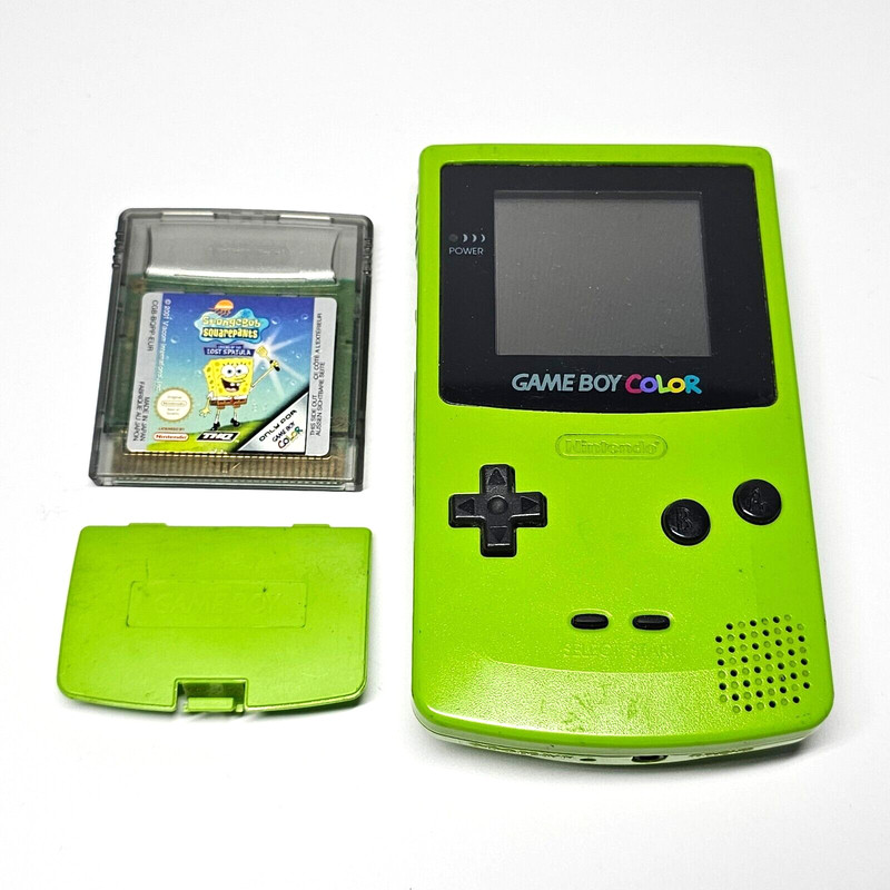 Nintendo Game Boy Console Kiwi Green With SpongeBob Game - Tested & Working