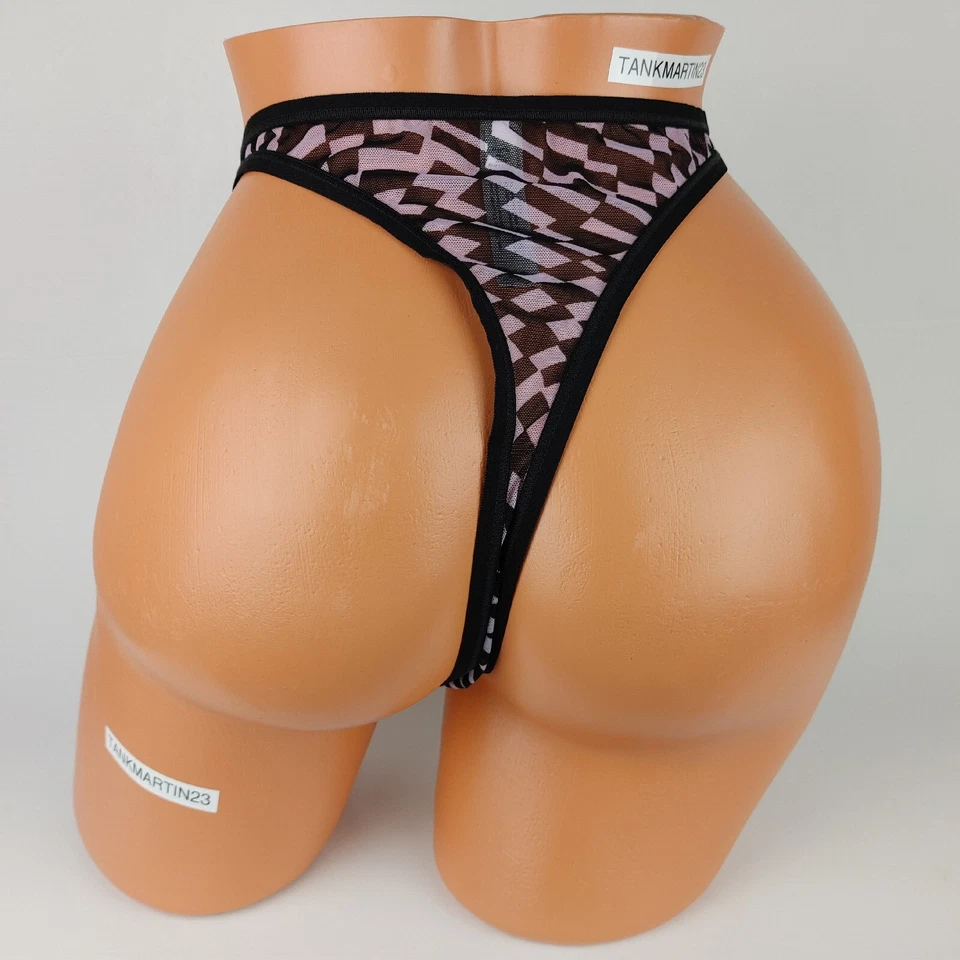 LANE BRYANT CACIQUE PLUS 22/24 THONG PANTY CHECK GEOMETRIC BLACK PINK SEXY - Image 4 of 4