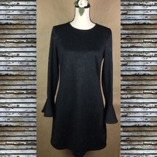 Libby Edelman Minimalist Black Shift Dress Party Petal Sleeves Women’s Size S