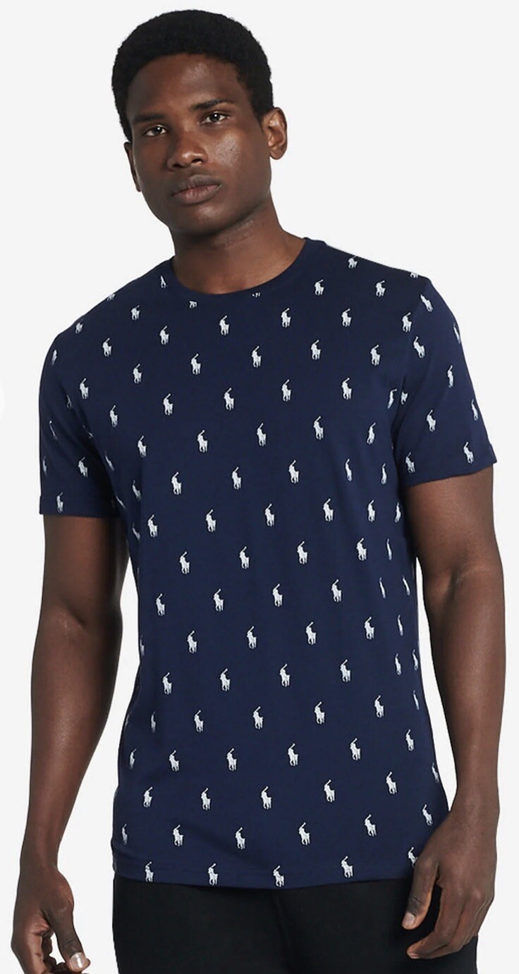 Polo Ralph Lauren uomo vestibilità classica collo equipaggio blu navy logo pony taglia media