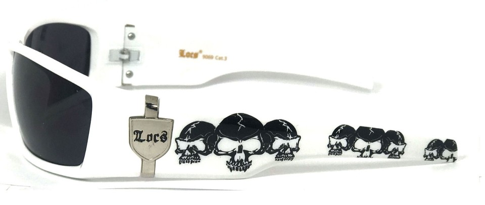 Occhiali Da Sole Uomo Ridotti Locs Cholo Biker - Giallo (Teschio) LC55 - Foto 6