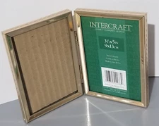 Vintage Double Photo Picture Frame 3.5 x 5 Hinge Metal Gold Tone Non-Glare Glass