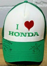 Vintage "I LOVE HONDA" Trucker Hat: Autographed By 2 Nascar Drivers! SnapBack F5