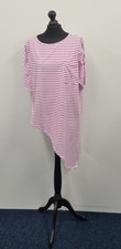 New Women Beautiful Stripe One Side Cut Round Neck Short Sleeves Dress Pink Sale