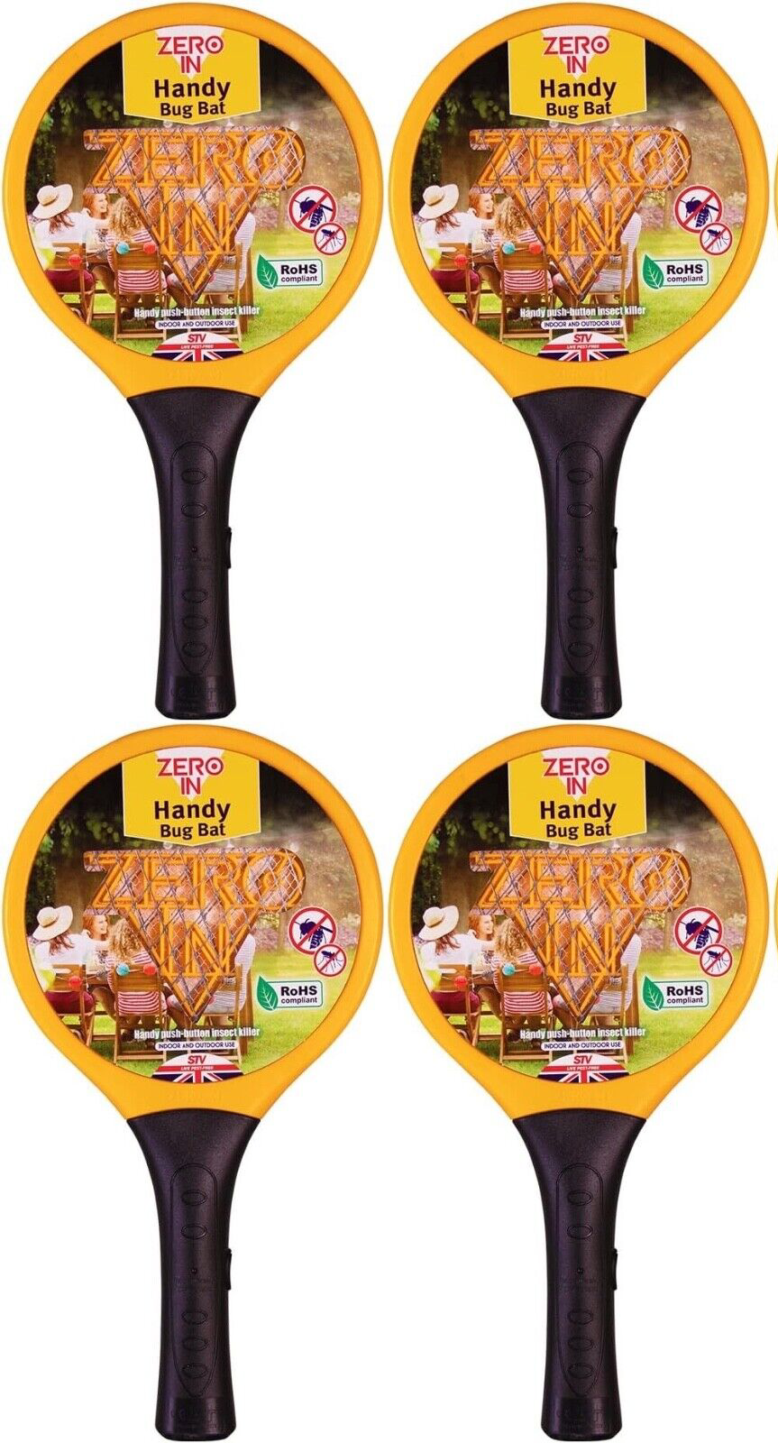4x Zero In Handy Bug Bat Insect Zapper Kills Flies Bugs Mosquitoes Midges Wasps