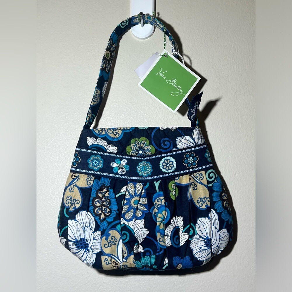 Vera Bradley Hannah Pleated Satchel Mod Floral Blue Retired New Bag 8hx9w