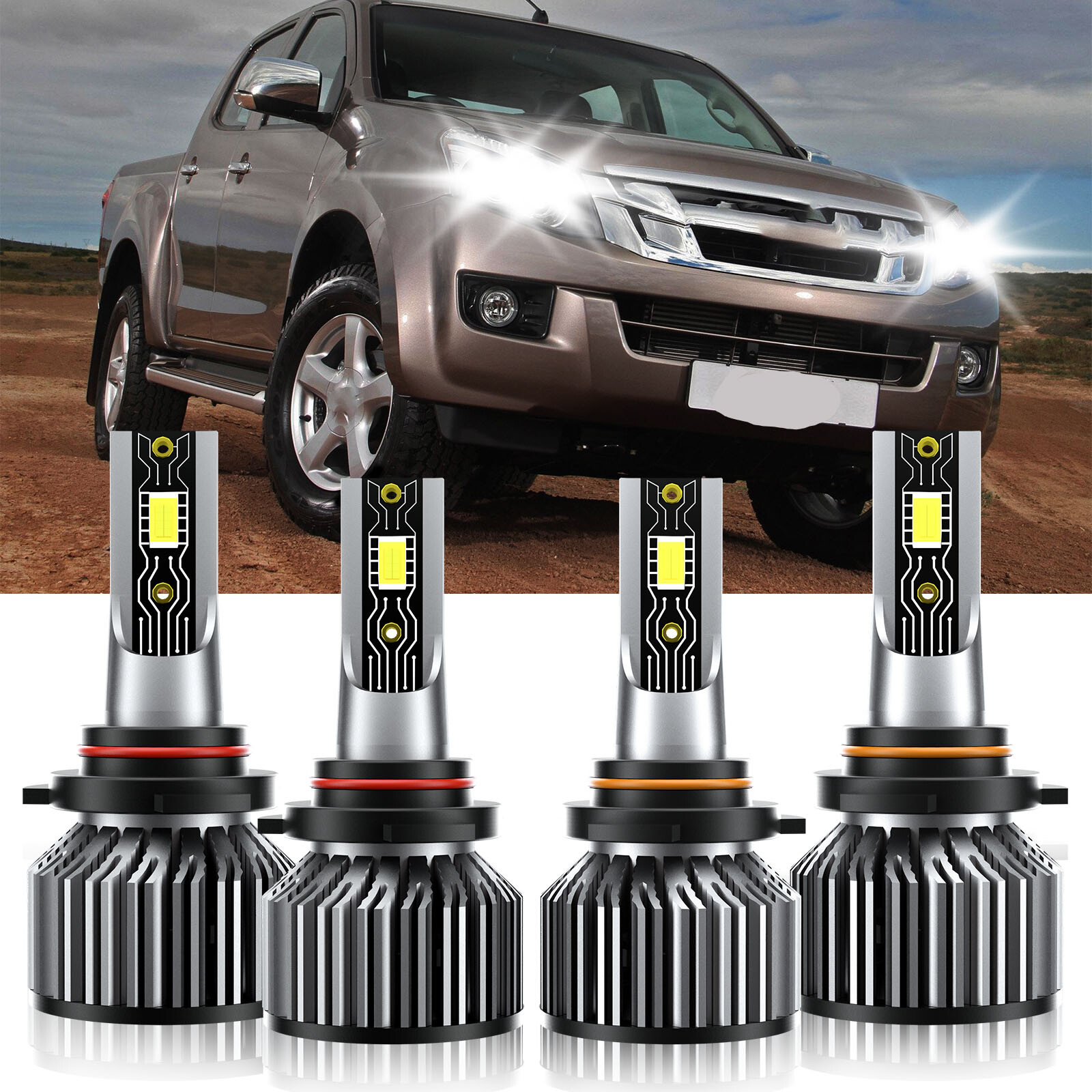 4Pcs LED Headlight Bulbs High Low Beam Kit 6500K White For Isuzu i-280 2006-2006