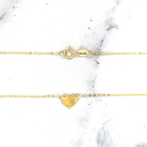 Solid 14K Gold 18" Heart Pendant Chain with Spring Ring Clasp, Women - Picture 4 of 16