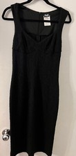 DOLCE & GABBANA DRESS Black Midi Sweetheart Neckline Textured Material 42 / 6
