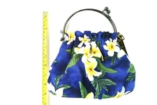Island Aloha Wear Hand Bag Blue/Yellow White Flowers WITH Mary-Malia Key Chain