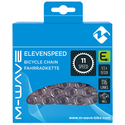 M-Wave Kette Elevenspeed E 11-fach, 1/2*11/128 Zoll, 116 Glieder, für E-Bikes