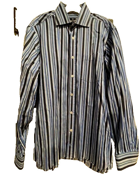 Bugatchi Uomo L Button Down Multicolor Blue Strip… - image 2
