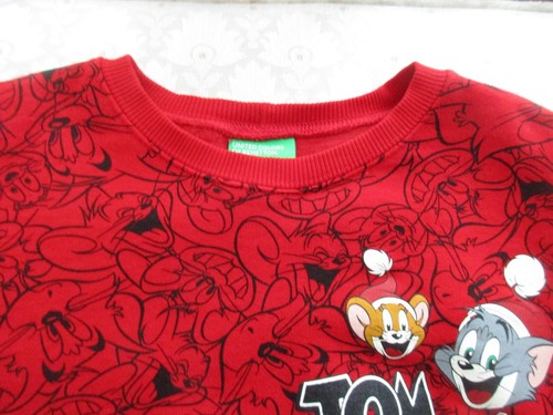 United Colors Of Benetton Kids Unisex Tom & Jerry Printed Red Sweatshirt, Sz 2XL - Picture 4 of 12