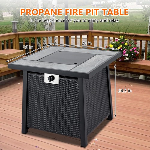 28 Inch 50000BTU Propane Fire Pit Table Sturdy Steel and Iron Fence Surface - Picture 5 of 7