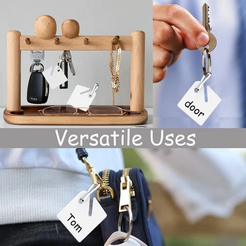 100 Pcs Key Tags White Plastic Hanging Tags with Metal Snap Hooks - Picture 5 of 5