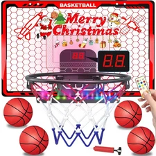Basketball Hoop Indoor for Kids，Mini Basketball Hoop with Colorful Light Bar，Sco