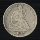 US Coin 1875 Seated Liberty Silver Half Dollar Fine Condition NO RESERVE!