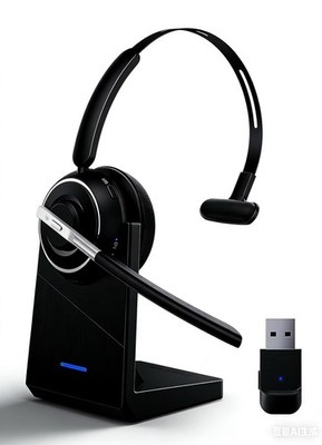 Wireless Headset KH120M with Mic and Charging Base, Black 