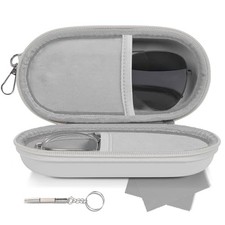 Double Glasses Case,Dual Eyeglasses  Sunglasses Organizer with Clip Gray