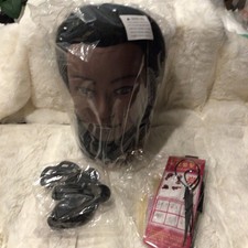 Female Hair Mannequin Training Head 20in Clamp Brown Skin Black Hair Plastic