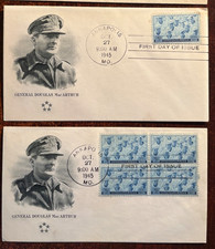 #935 Navy FDC, single/block, with MacArthur cachet