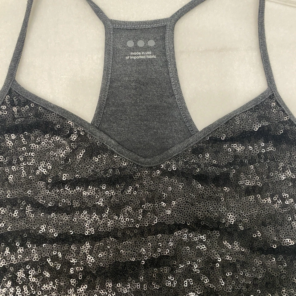 Y2K 女式黑色亮片吊带背心赛车 XS Clubwear Rave — 第 2/4 张图片