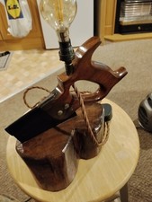 Unique item custom-made table lamp handcrafted from a vintage backsaw.