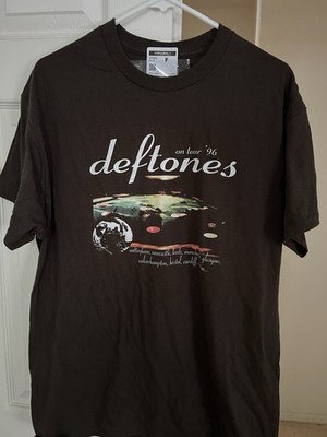 Deftones On Tour '96 Men's Black Graphic Logo T-Shirt L Crew Neck Short Sleeve