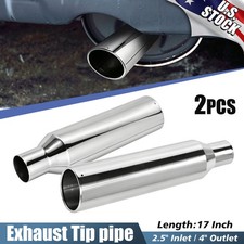 2pcs Stainless Steel Car Rear Exhaust Pipe Tips 2.5 Inlet 4 Outlet 17 Length