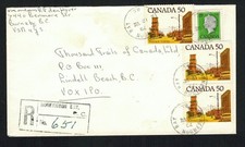 Canada 1979 $1.67 Honeymoon Bay Registered to Lindell Beach BC