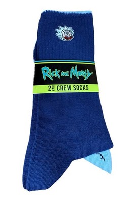 *NEW*Rick and Morty 2 Pairs of Socks Long Crew Socks Shoe Size 6-12 Adult Swim