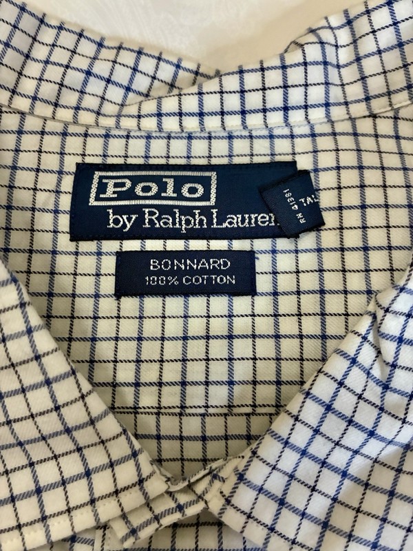 Polo Ralph Lauren Men's Blue Black White Window Pane Long Sleeve Shirt XL