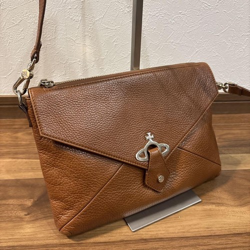 Borsa a tracolla Vivienne Westwood rara in vera pelle marrone buone condizioni da JP - Foto 4 di 17