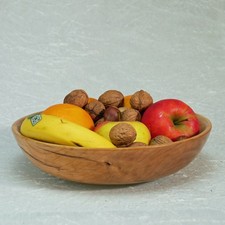 Obstschale aus geriegltem Apfelbaum Holz, Süßwaren, Nüsse