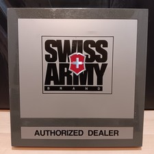 Letrero de distribuidor autorizado marca Victorinox Swiss Army tienda exhibición publicidad