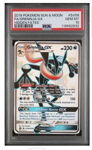 2019 GRENINJA GX HIDDEN FATES SV56 psa 10 POKEMON SUN & MOON HIDDEN FATES #SV56