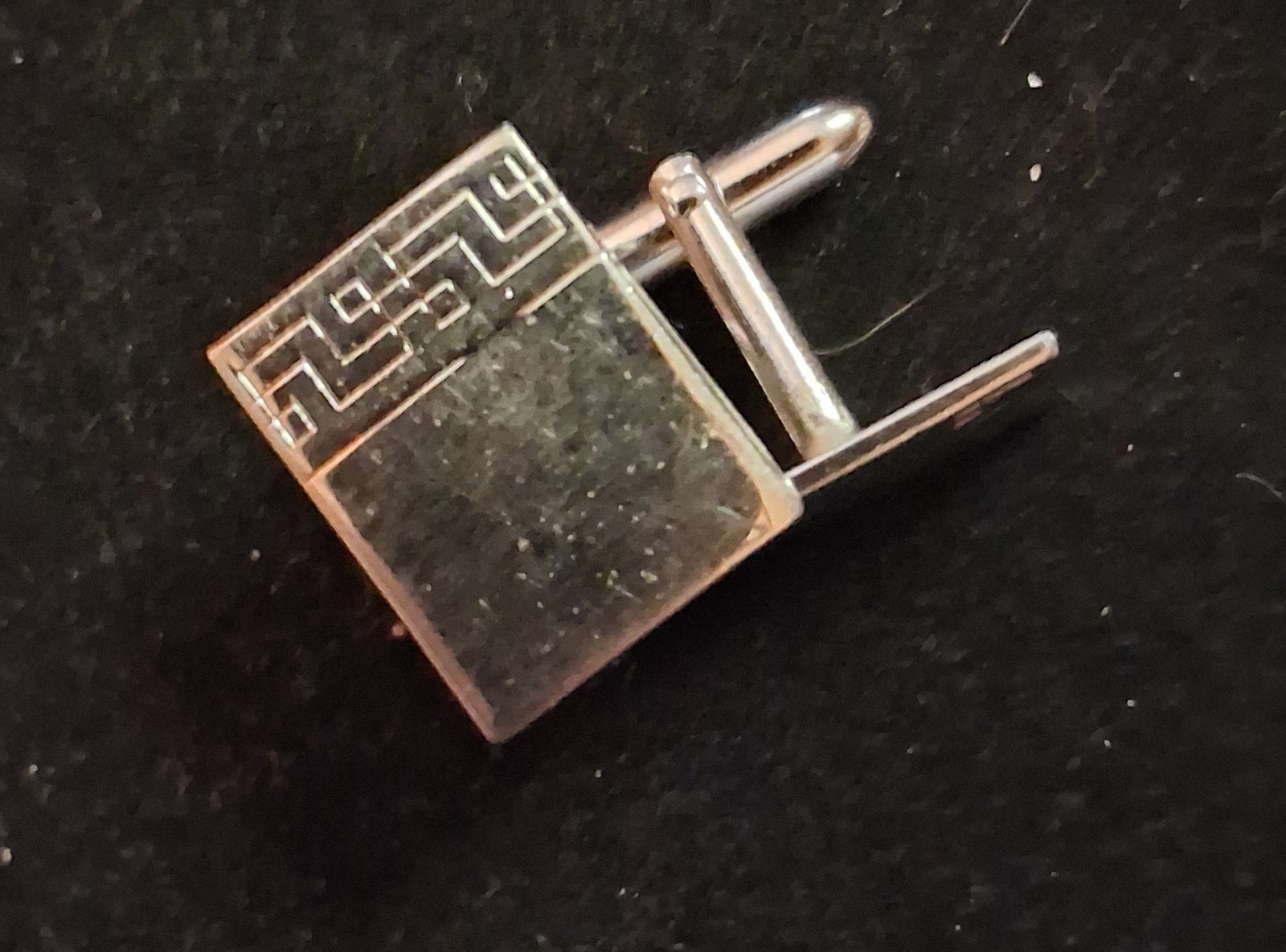 Vintage Swank Silvertone Rectangular Cuff Links W… - image 1