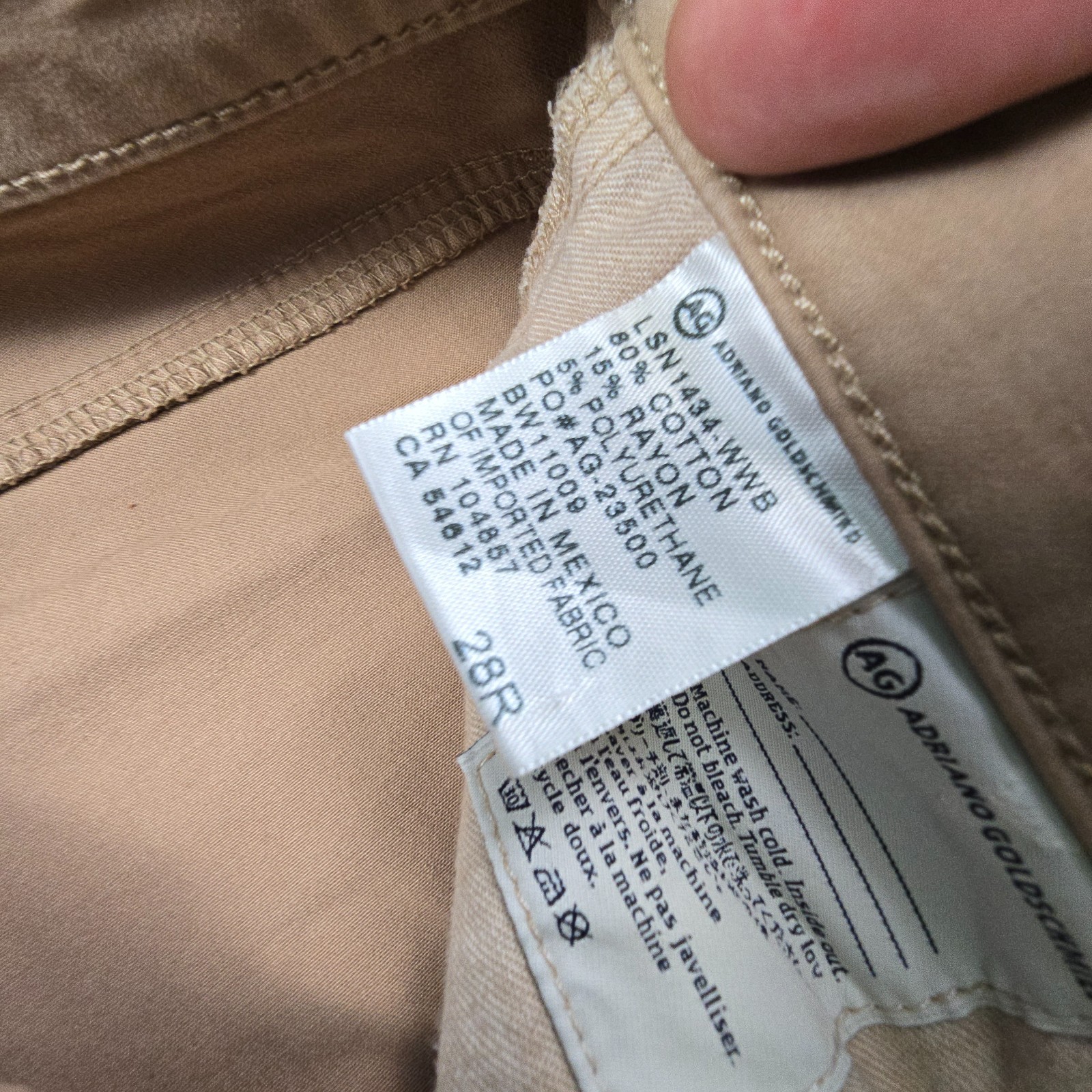 Adriano Goldschmied Jeans Womens 28 beige Moleskin Mid Rise Cigarette Size 28x30 thumbnail 6