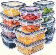 Clear Plastic Airtight Snap Lid Food Storage Container Set 10pc 350ml