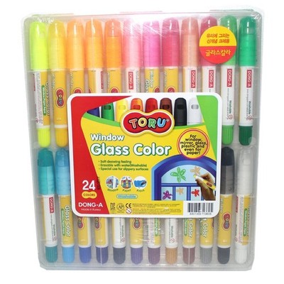 Toru Window Glass 24 Color Crayon Marker for Window,Mirror,Glass,Plastic