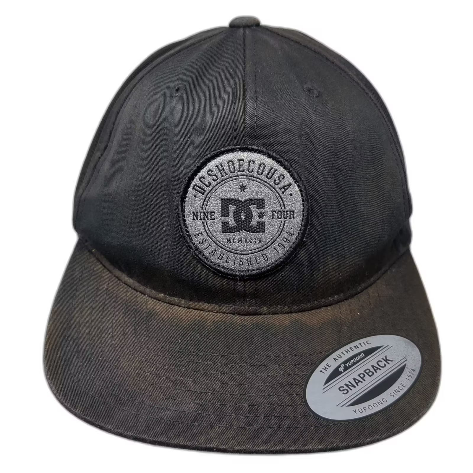 Black Gray One Size Logo Patch Flat Brim Adjustable Yupoong