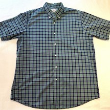 L.L. Bean Plaid Button Down Mens L Traditional Fit Green Blue Workwear Outdoors
