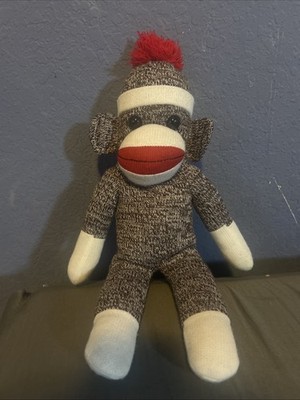  Sock Monkey Plush 17  Bear With Me Knit Stuffed Animal Red Hat Vintage Style