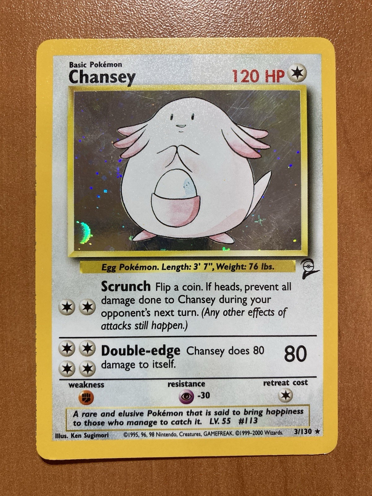 2000 Chansey 3/130 Holo Rare Base Set 2 WOTC Vintage Pokemon Card LP Fast Ship