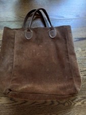 Vintage G.H. Bass Co. Brown Suede Tote / Boat Bag Leather Handles UNISEX