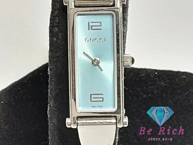Gucci Bracelet 1500L Bleu Clair Argent Ss Bracelet Rectangulaire Analogique Qz Occasion